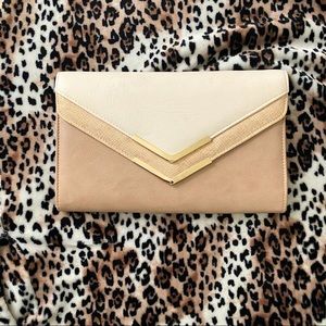 Aldo cream and taupe clutch